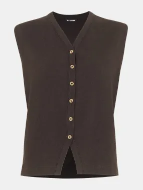 Linen button front waistcoat