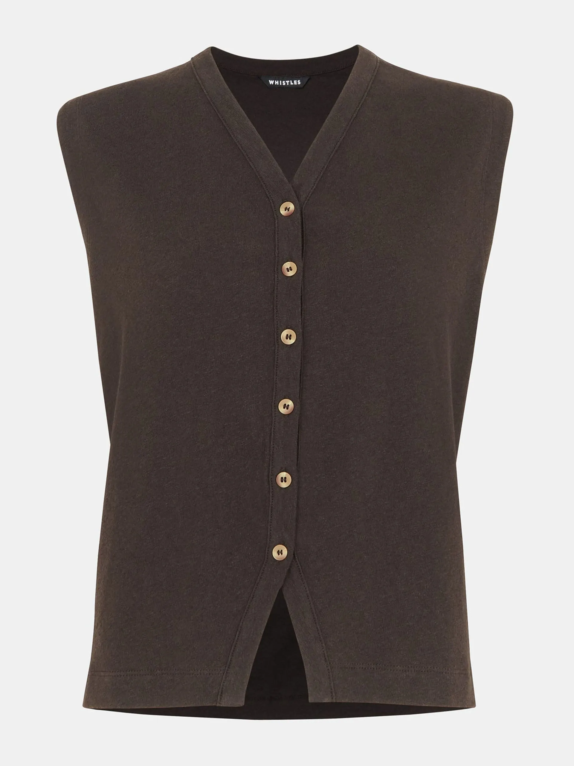 Linen button front waistcoat