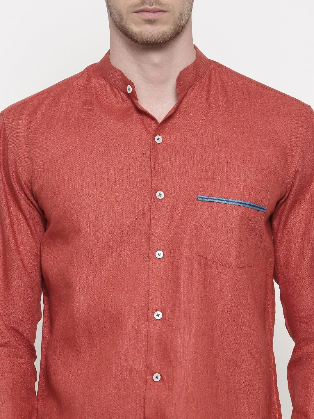 Linen Orange Classic Shirt - MM0670