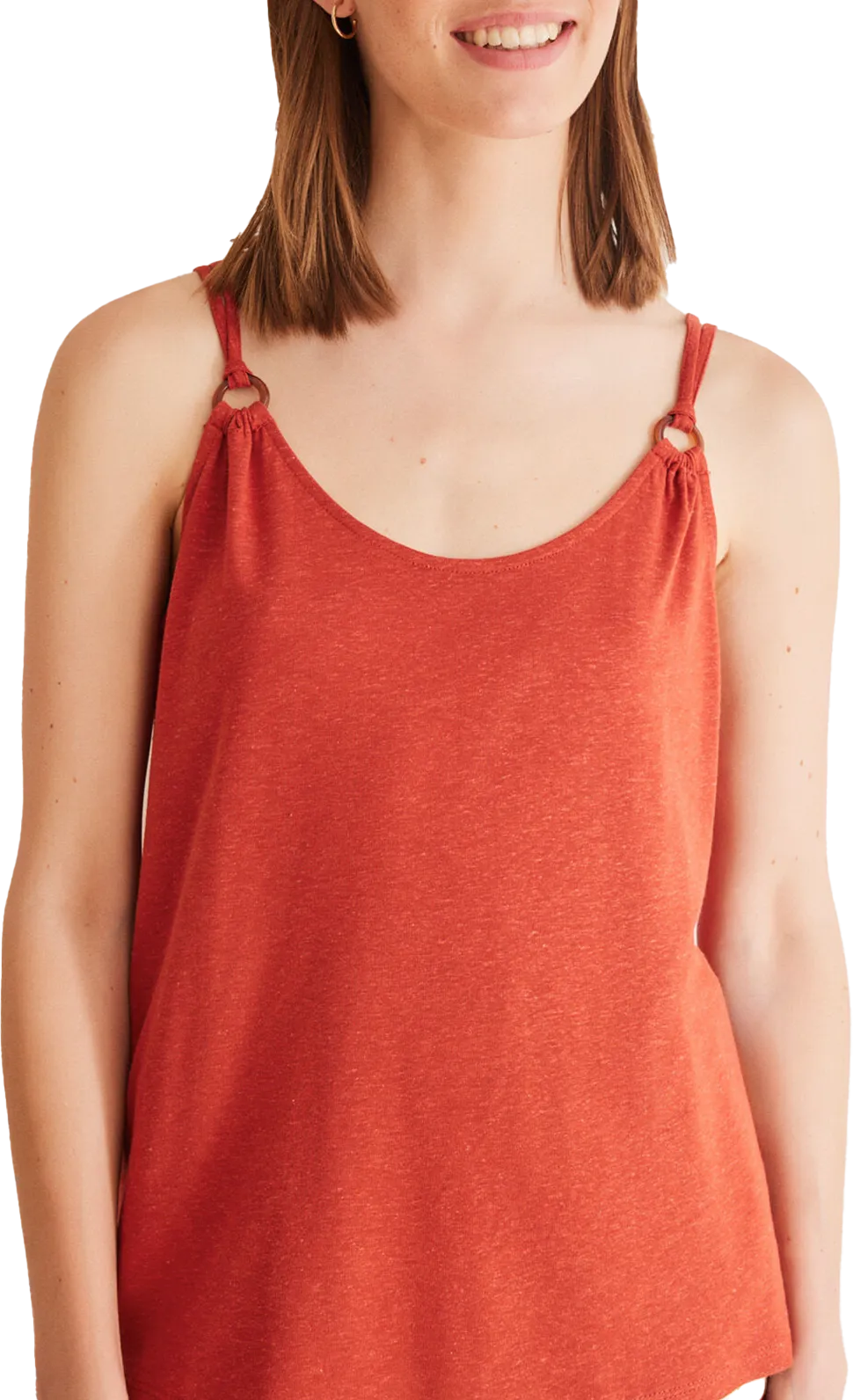 Linen Vest Top Dark Orange