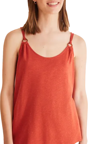 Linen Vest Top Dark Orange