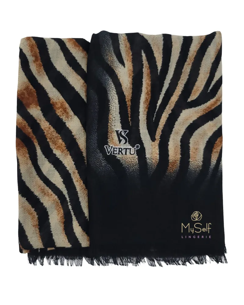 Lizi Headwear Brown/Black Zebra Square Scarf with Light Non Slip Grip