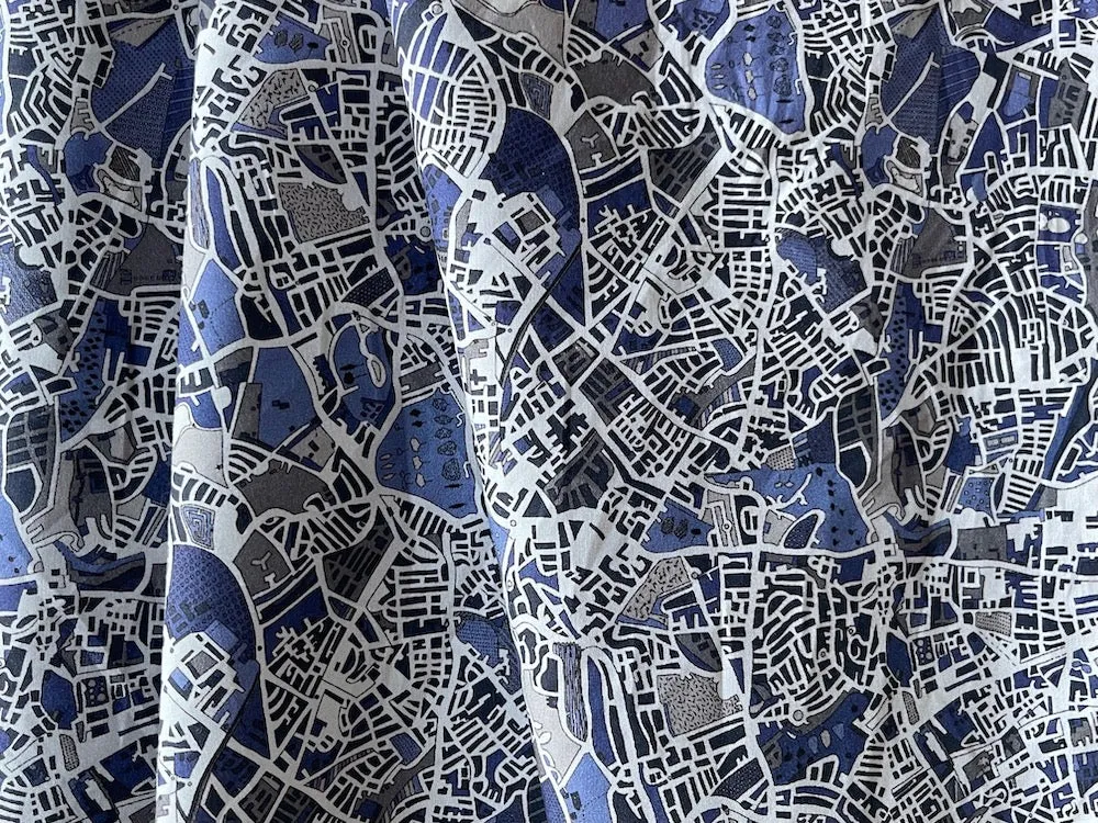 London Fields Blues Liberty of London Cotton Poplin (Made in Italy)