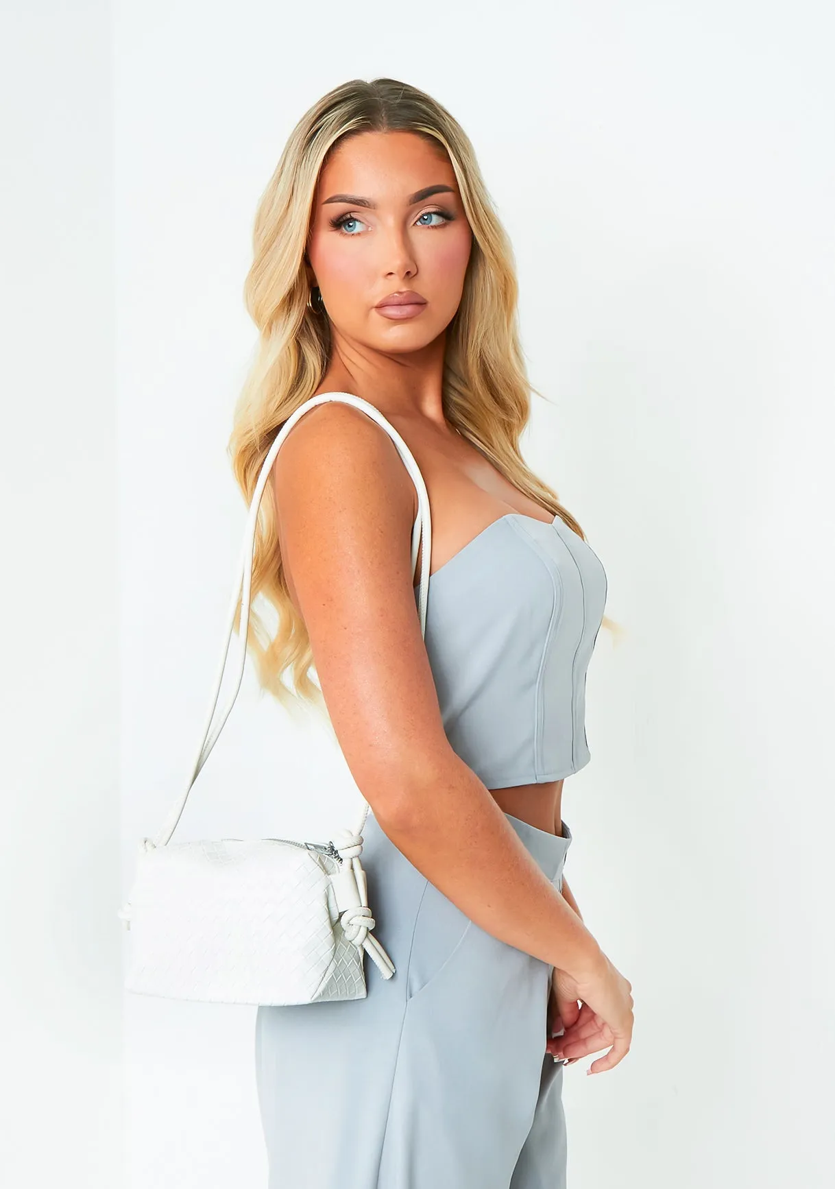 Maisie White Woven Bag