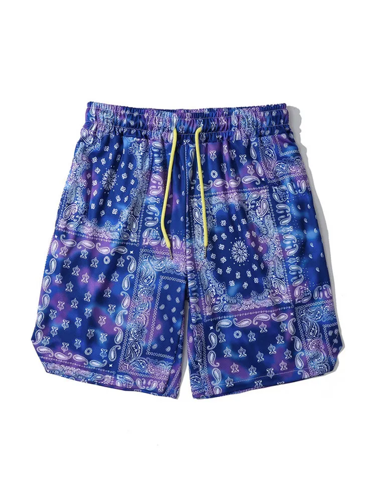 Men's Breathable Print Elastic Waist Beach Shorts