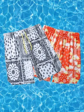 Men's Breathable Print Elastic Waist Beach Shorts