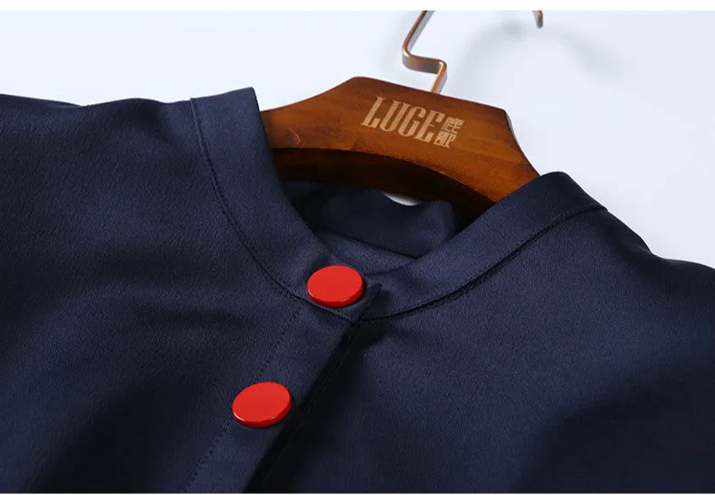 New Spring Autumn Vintage Dresses Women Slim 3/4 Sleeve A Line Office Wear Dress Elegant Laides Ol Work Business