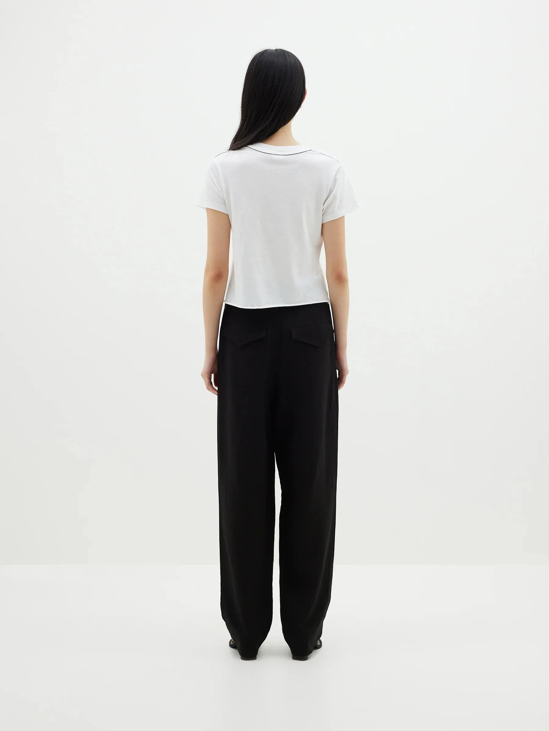 PLEAT FRONT LINEN PANT - BLACK