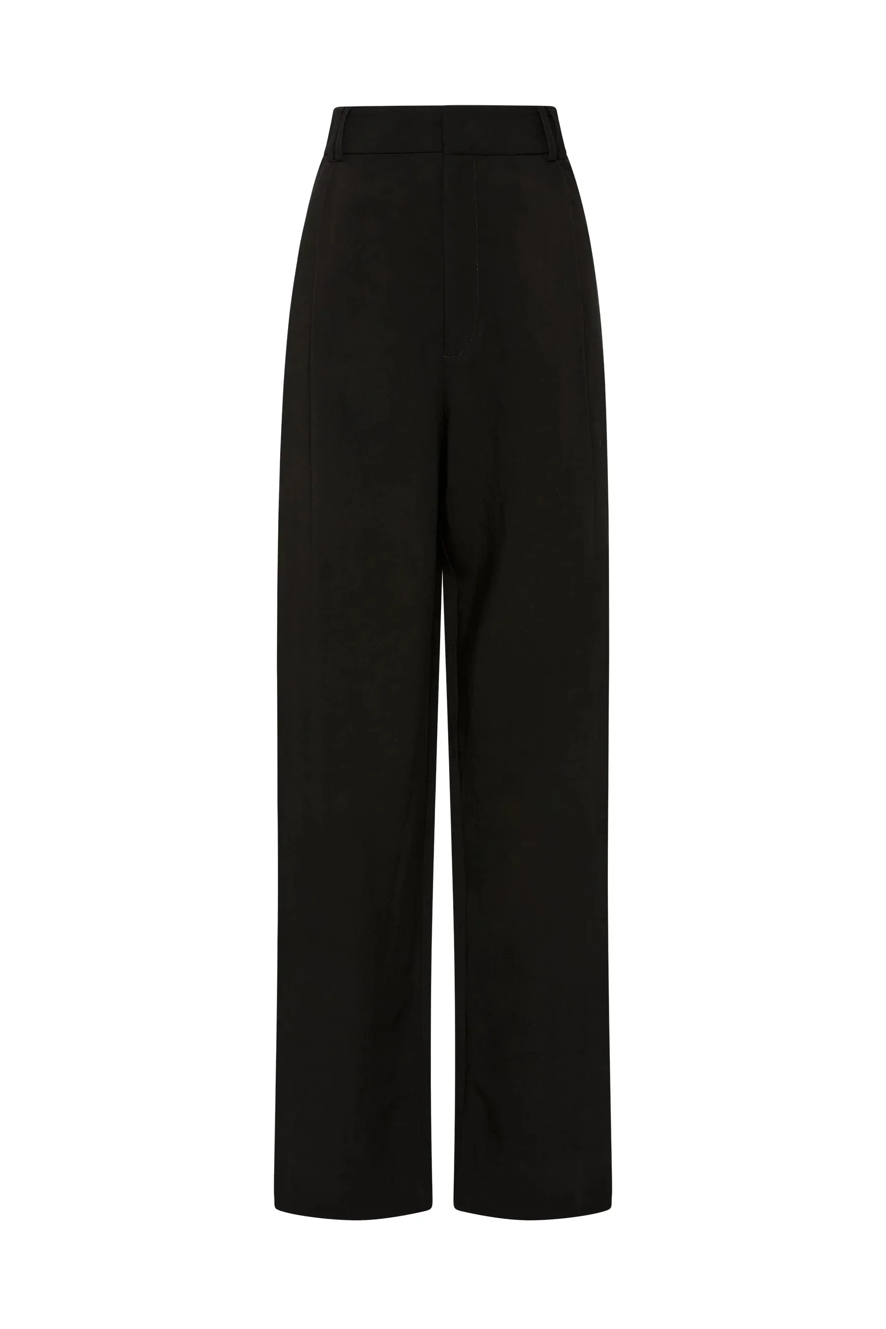 PLEAT FRONT LINEN PANT - BLACK