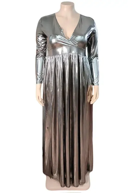 Plus Size A Night On The Town Metallic Maxi Dress