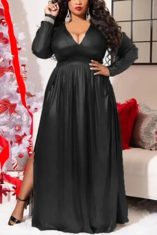 Plus Size A Night On The Town Metallic Maxi Dress