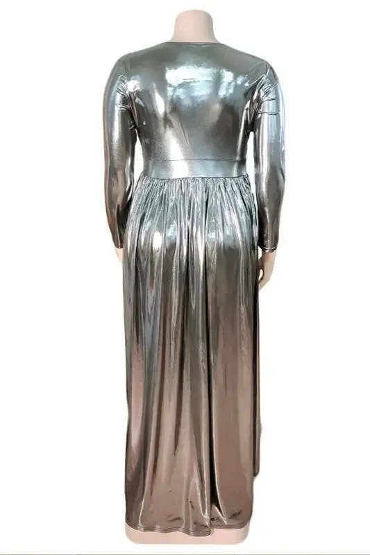 Plus Size A Night On The Town Metallic Maxi Dress