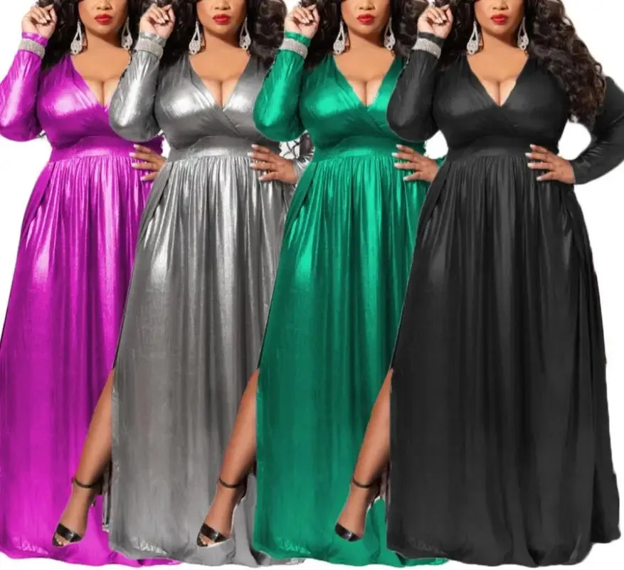 Plus Size A Night On The Town Metallic Maxi Dress