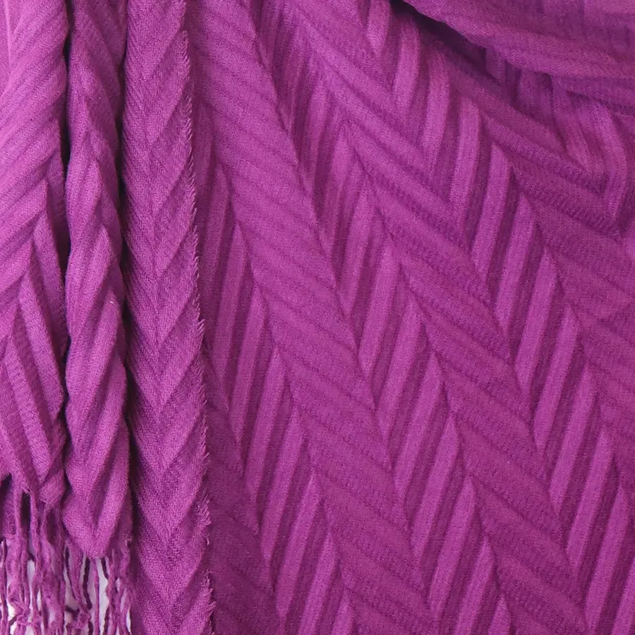 POM One Size Dark Magenta Herringbone Pleat Scarf