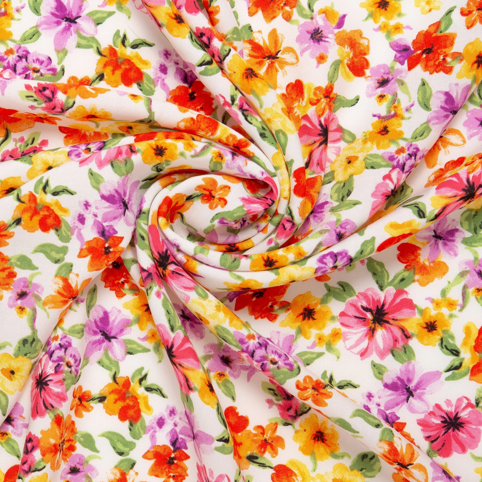 Printed rayon - AMANDA - Pink and Orange