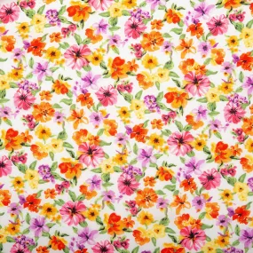 Printed rayon - AMANDA - Pink and Orange