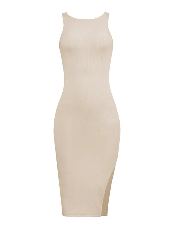 Ribbed Reversible Sleeveless Bodycon Midi Dress