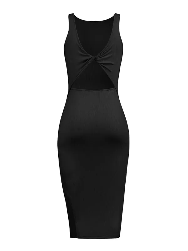 Ribbed Reversible Sleeveless Bodycon Midi Dress