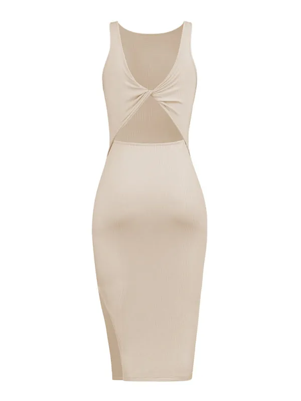 Ribbed Reversible Sleeveless Bodycon Midi Dress