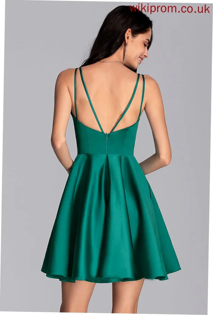 Satin V-Neck Dresses Hayley A-line Formal Dresses