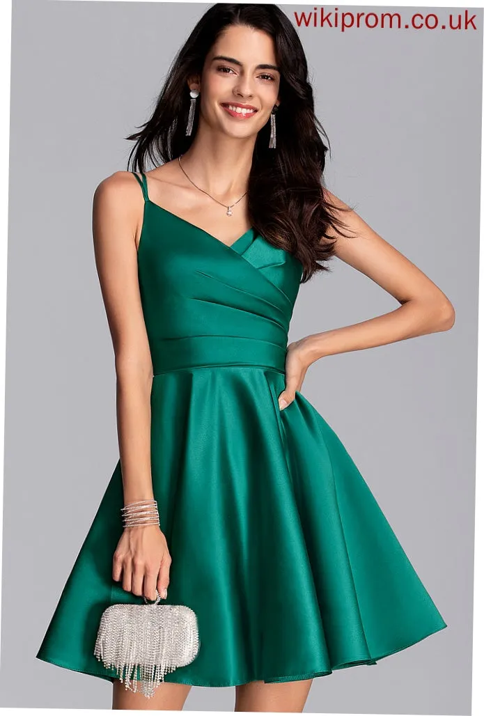 Satin V-Neck Dresses Hayley A-line Formal Dresses