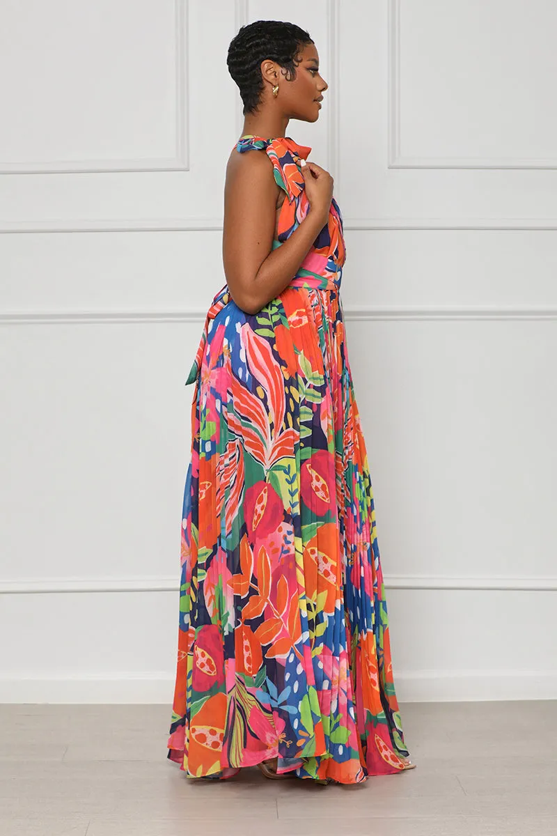 Seas The Day Halter Top Maxi Dress (Pink Multi)- FINAL SALE