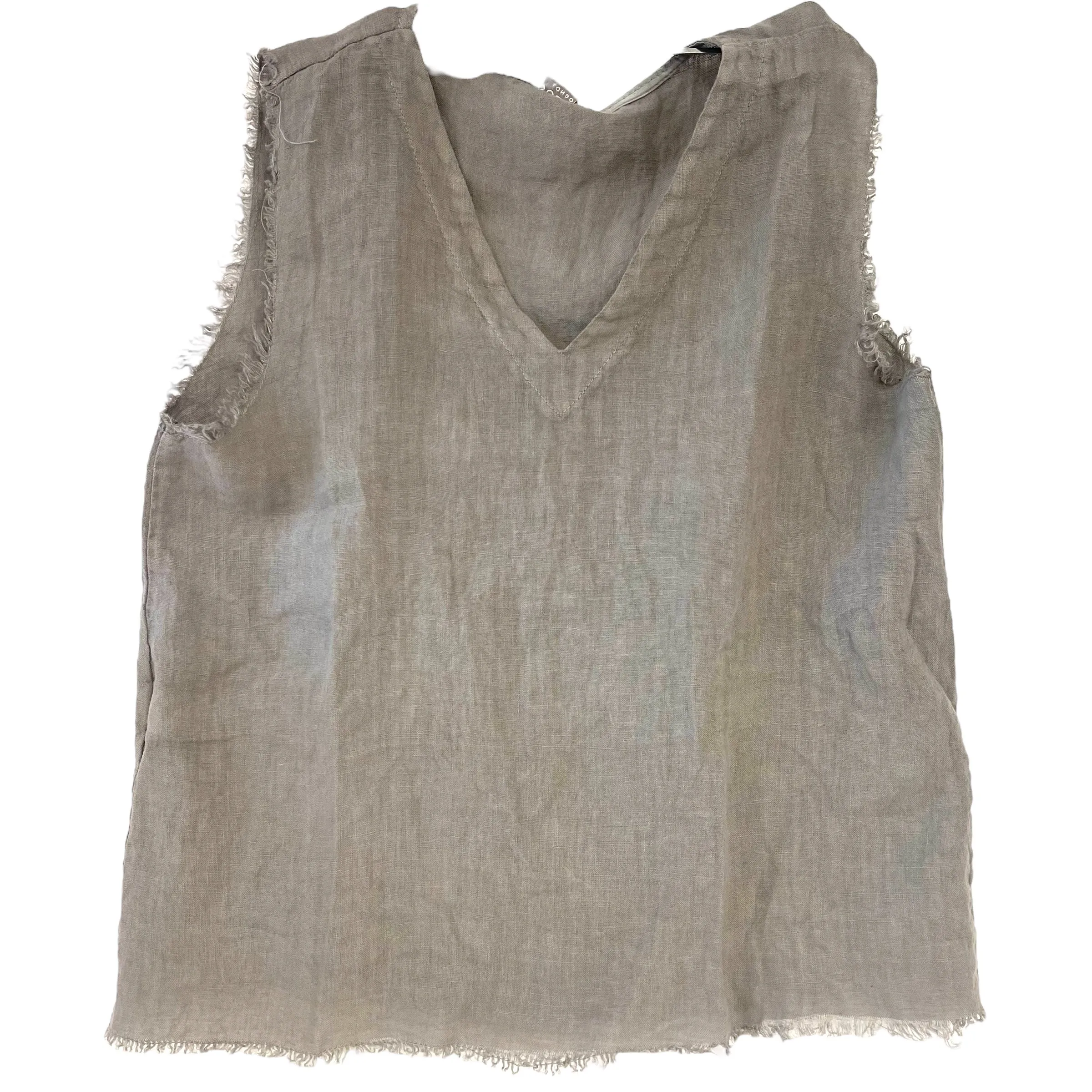 Sequoia Linen Fringed Hem Sleeveless Top