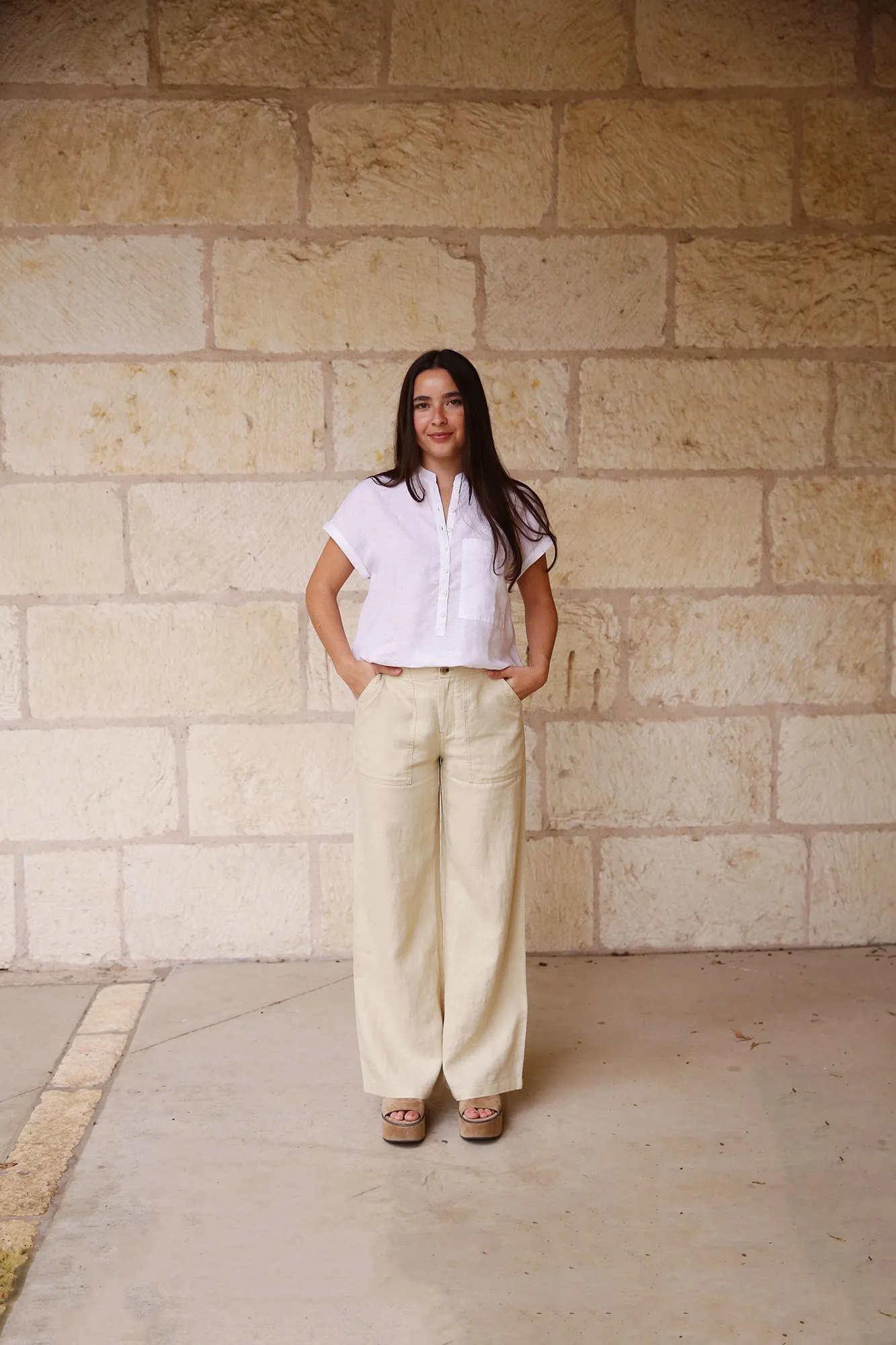 Serena Linen Pant Ecru