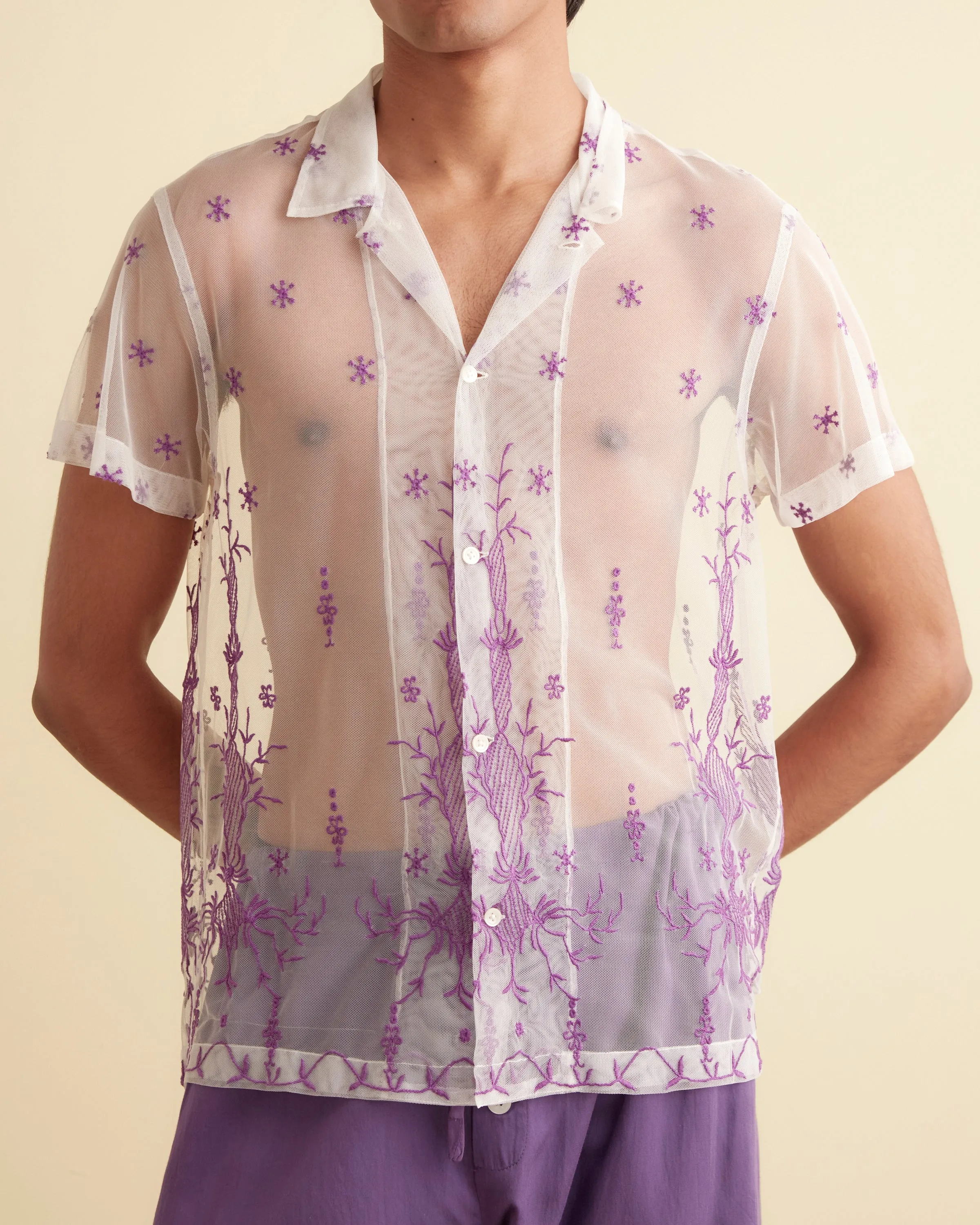 Sheer Lavandula Short Sleeve Shirt