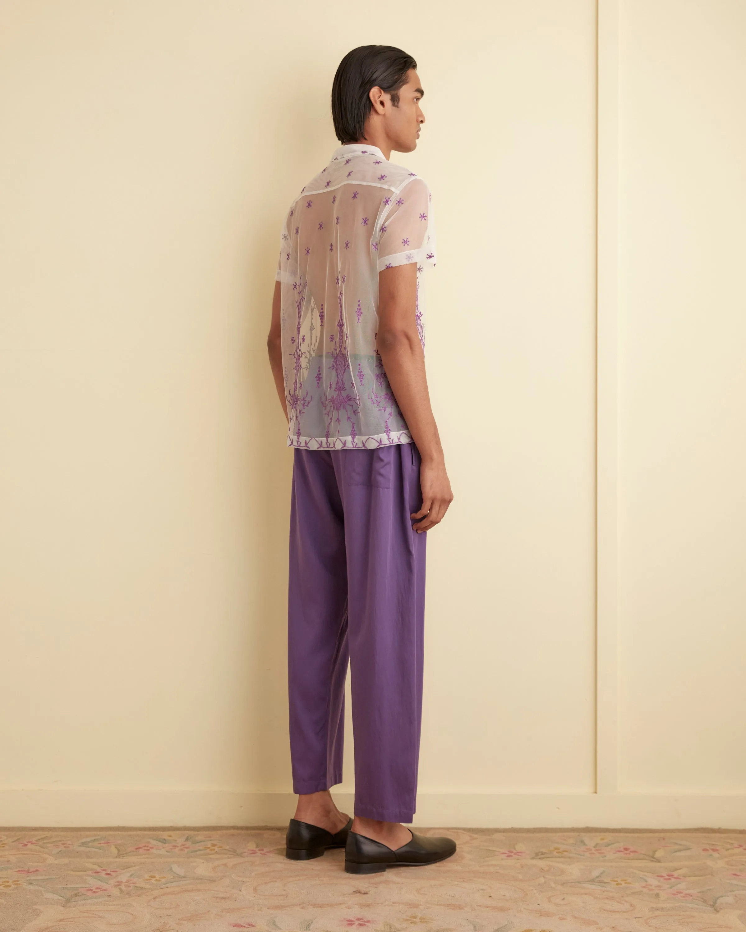 Sheer Lavandula Short Sleeve Shirt