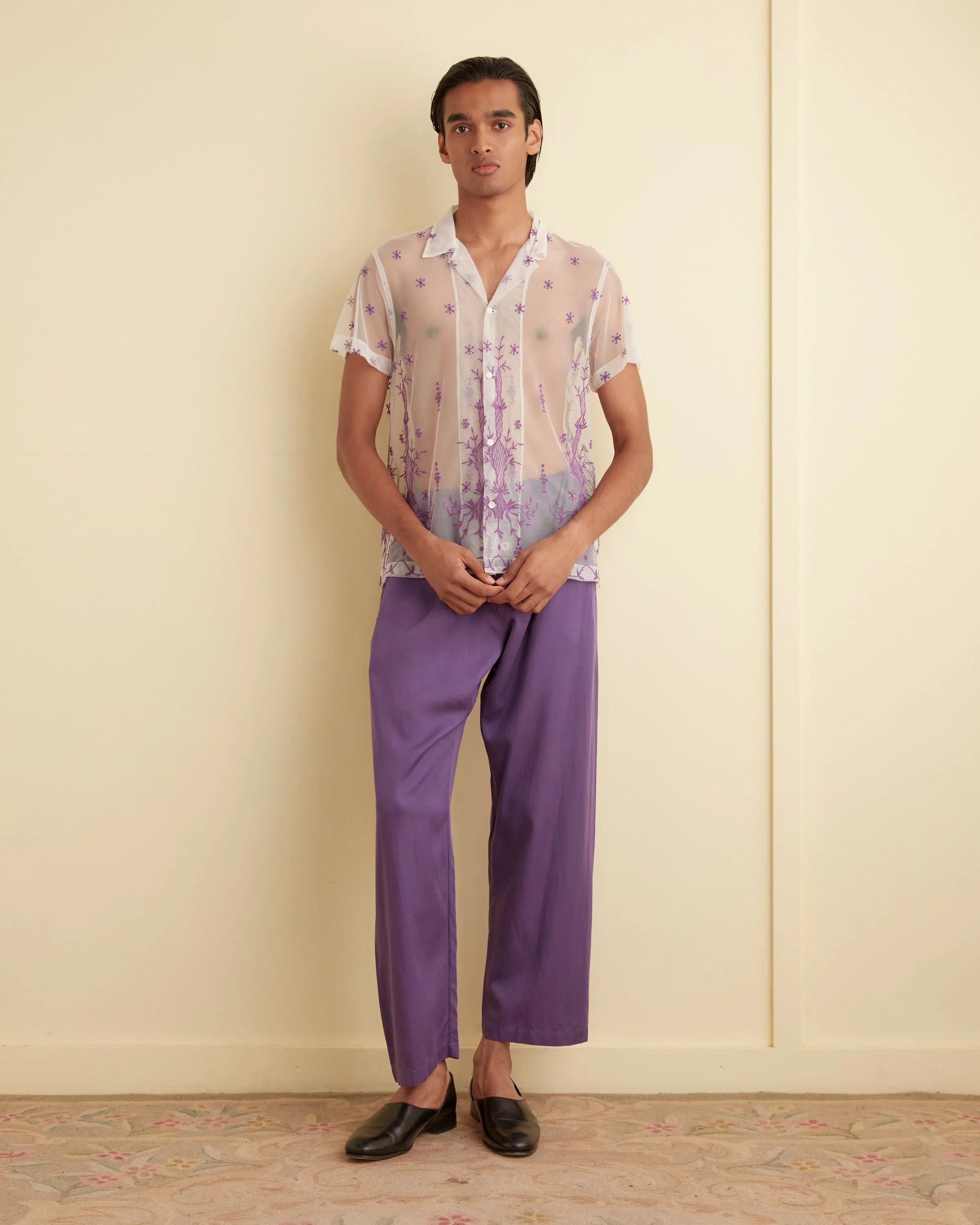 Sheer Lavandula Short Sleeve Shirt