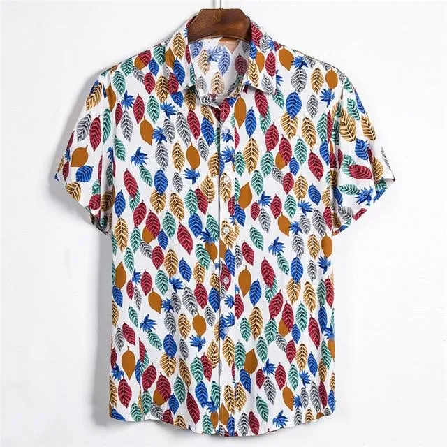 Short Sleeve Men Shirt Hawaii Shirts Summer Printed Short Sleeve Shirt Soft Male Beach Hawaiian Shirt