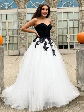 Simple Long Tulle Strapless Neckline  A-line Prom Dresses  PD526