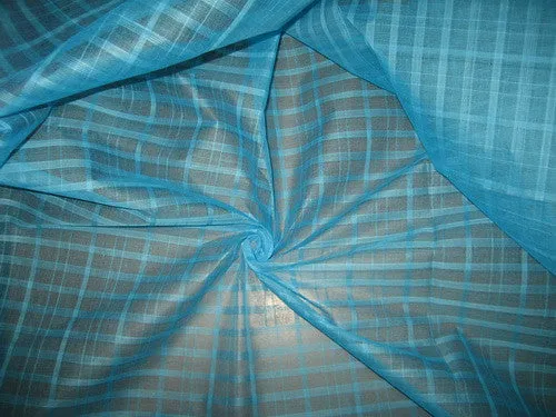 Sky Blue Cotton Organdy Plaids~Width 44&quot;