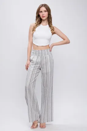 Smocked Waistband Linen Pants