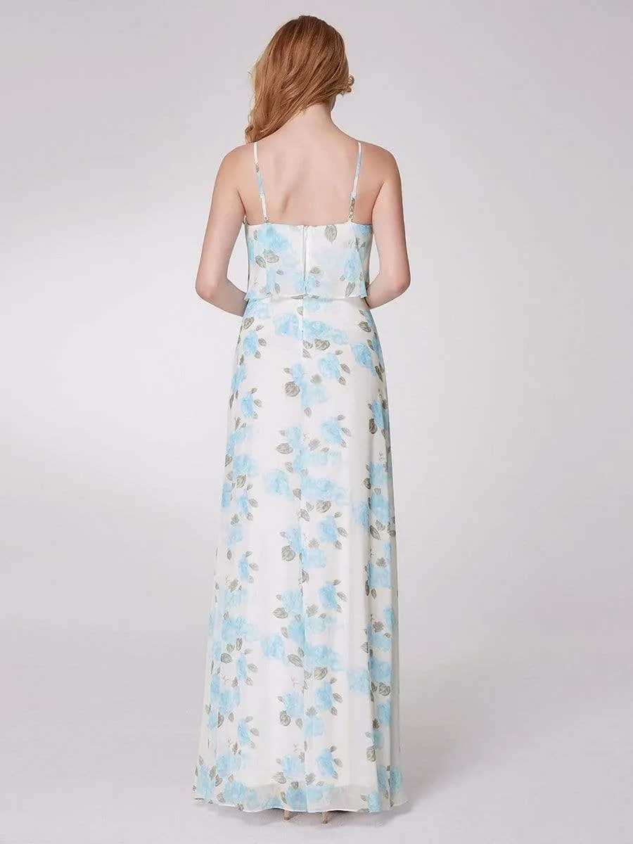 Spaghetti Straps Long Floral Print Maxi Dress