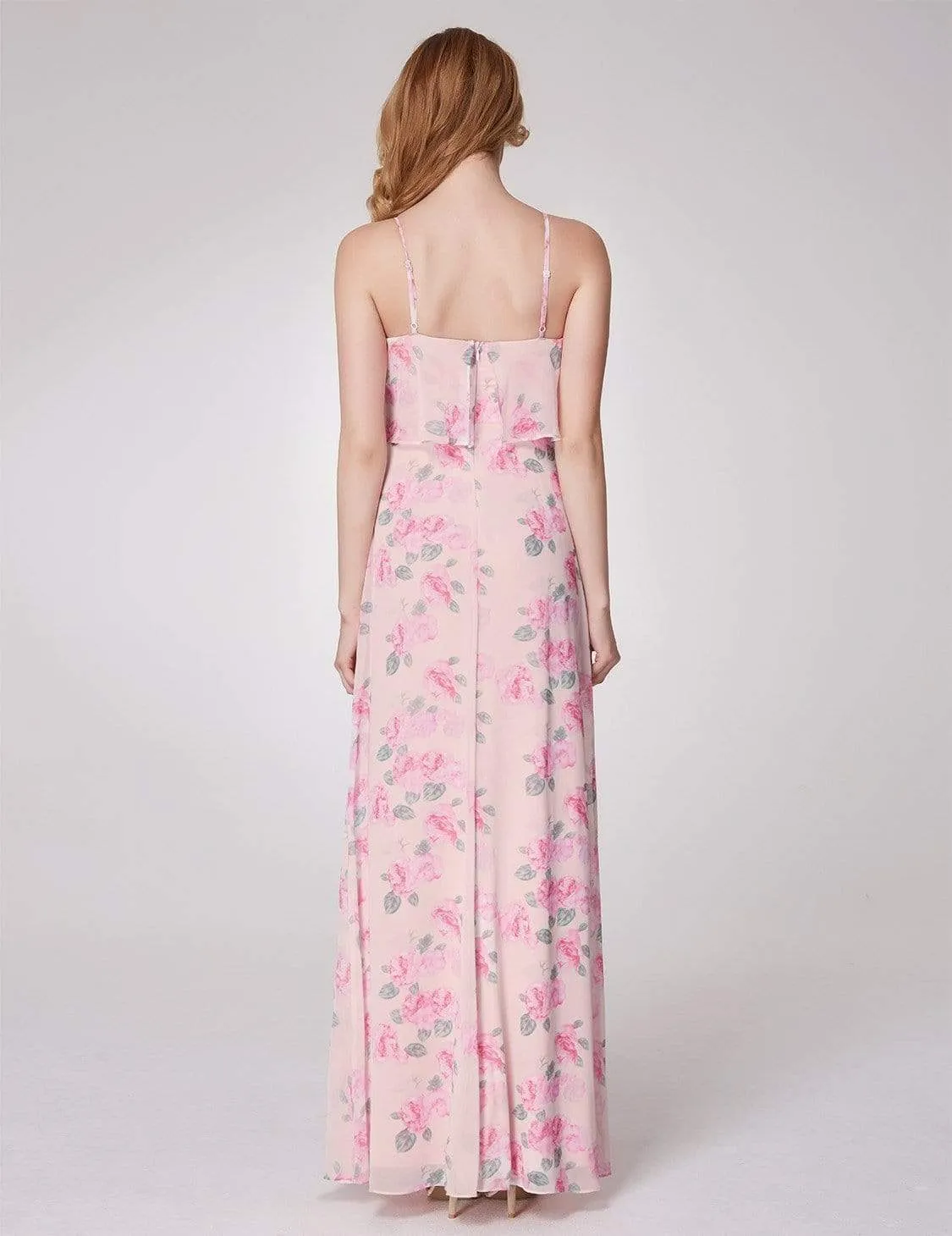 Spaghetti Straps Long Floral Print Maxi Dress