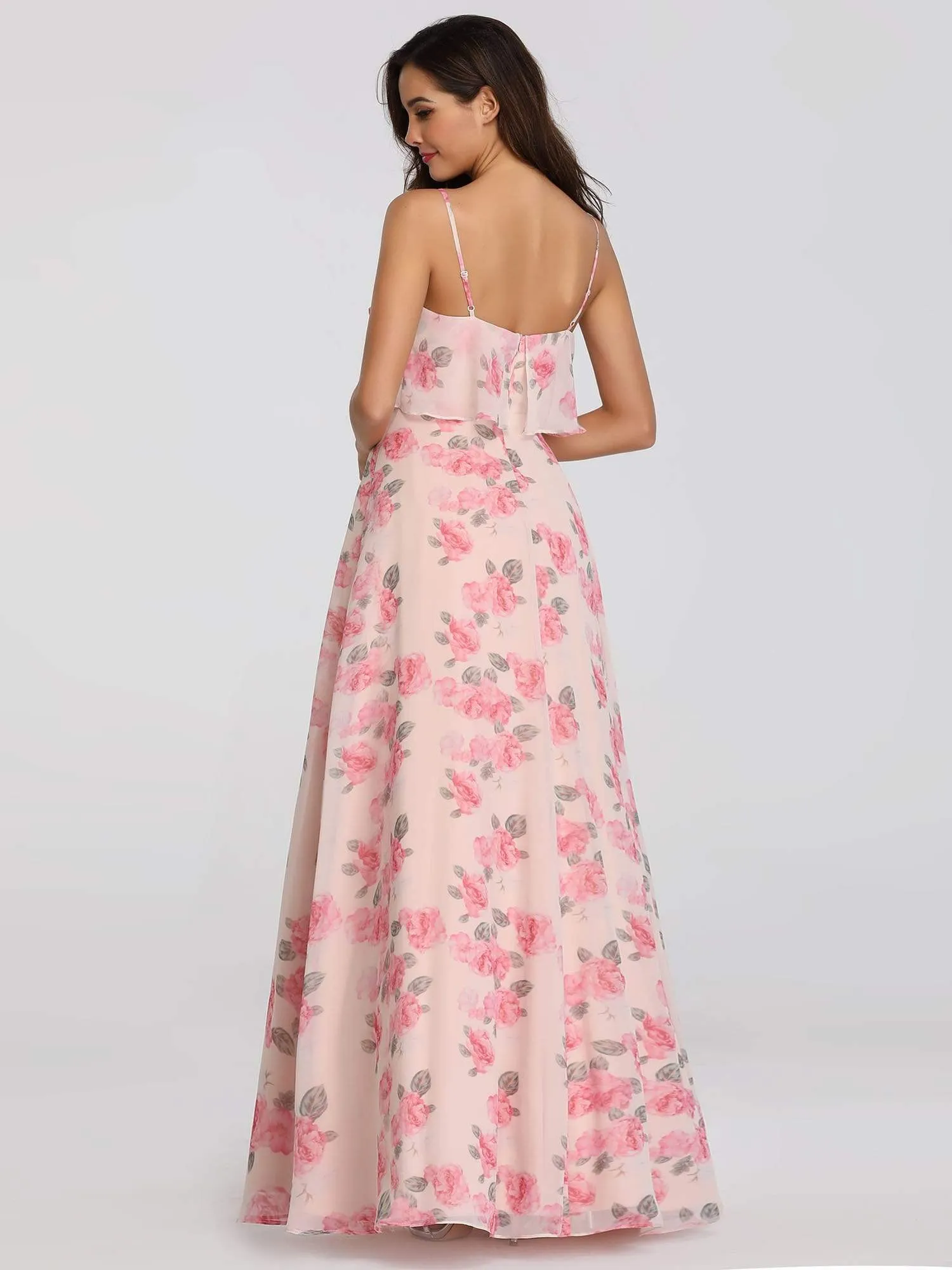 Spaghetti Straps Long Floral Print Maxi Dress