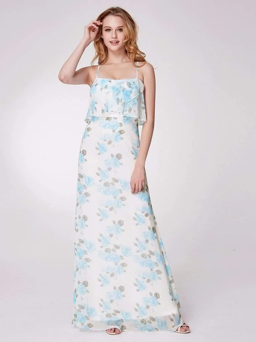 Spaghetti Straps Long Floral Print Maxi Dress