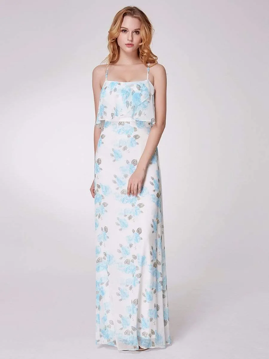 Spaghetti Straps Long Floral Print Maxi Dress