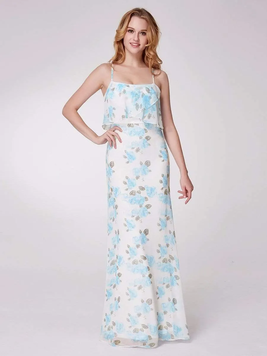 Spaghetti Straps Long Floral Print Maxi Dress