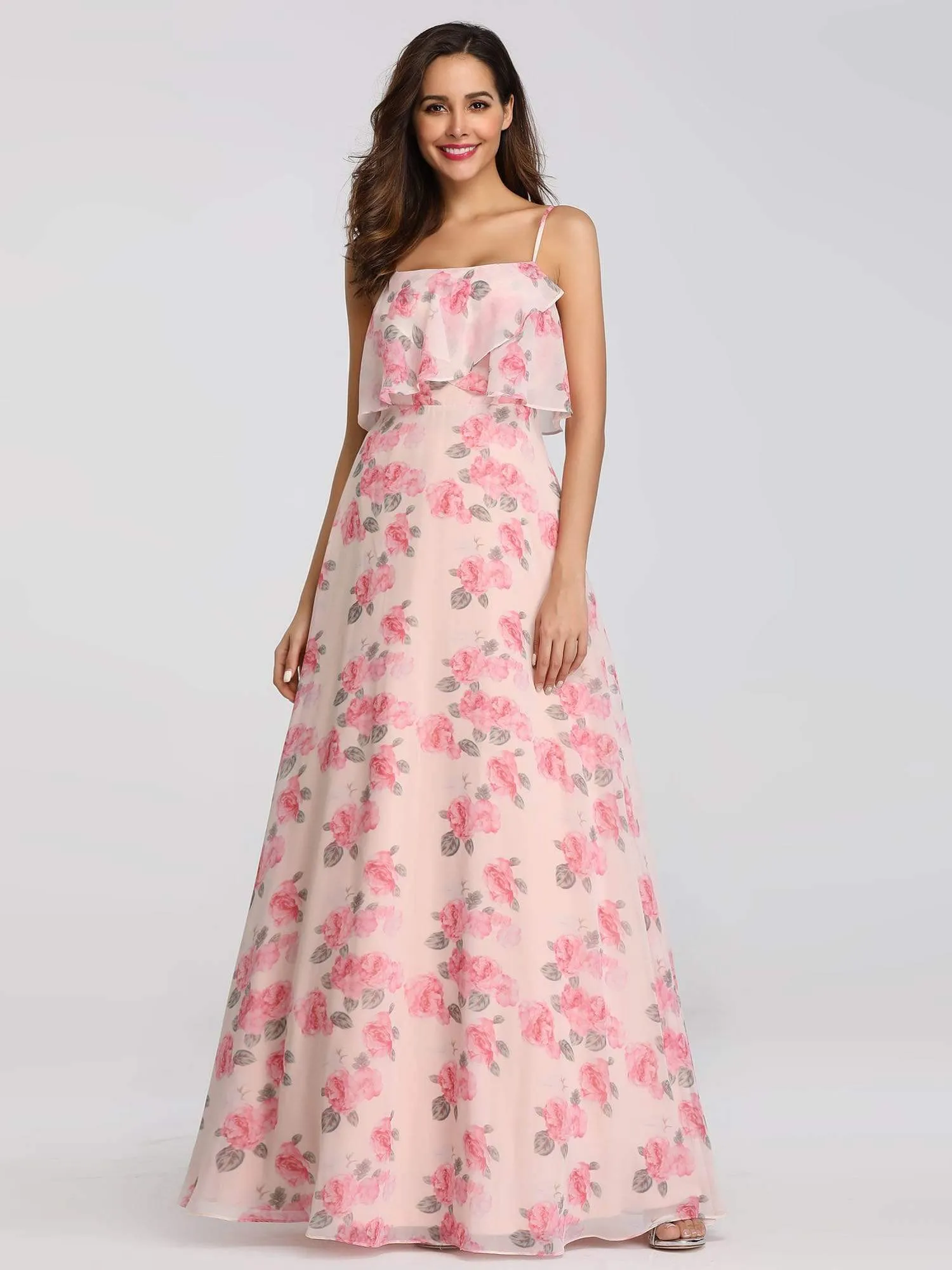 Spaghetti Straps Long Floral Print Maxi Dress