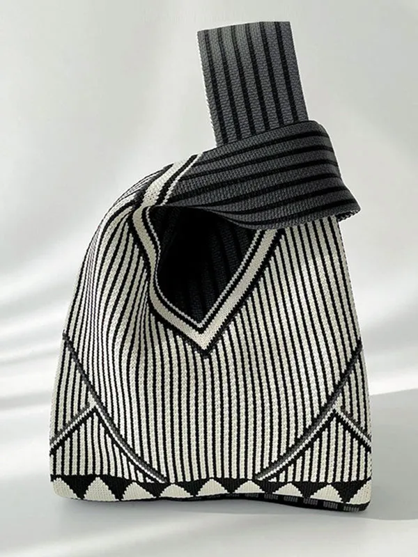 Split-Joint Striped Woven Handbags Bags