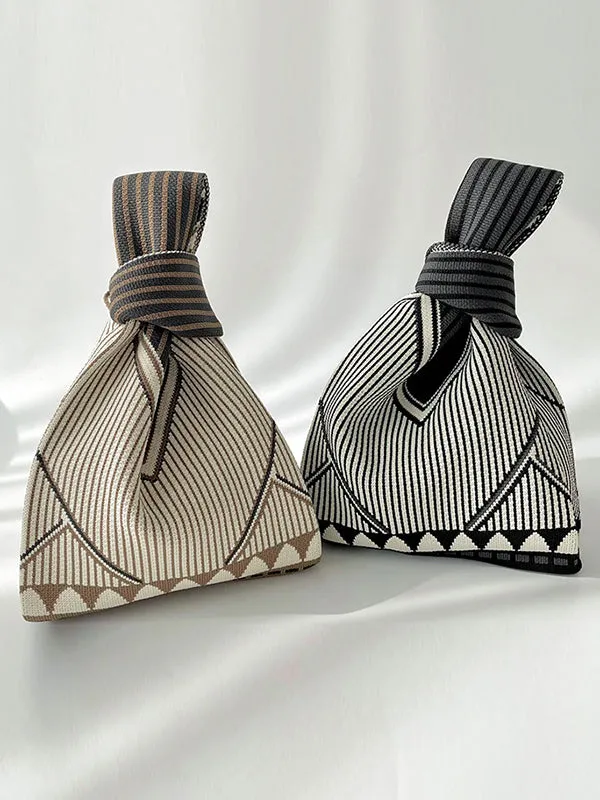 Split-Joint Striped Woven Handbags Bags