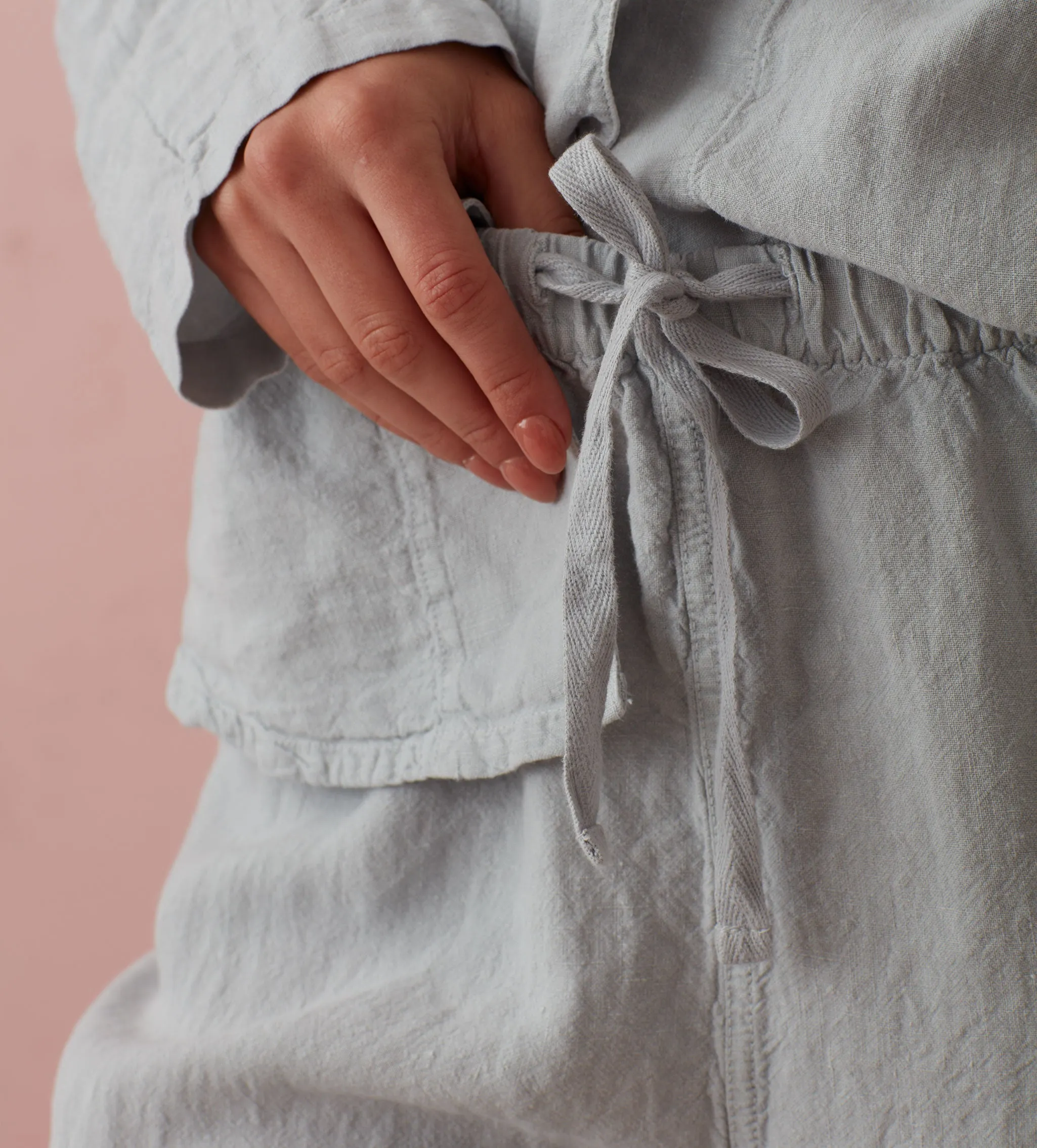 Stone Grey Tilly 100% Linen Pyjama Bottoms