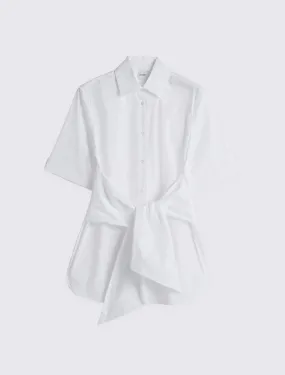 Stretch Cotton Poplin Shirt with Sash