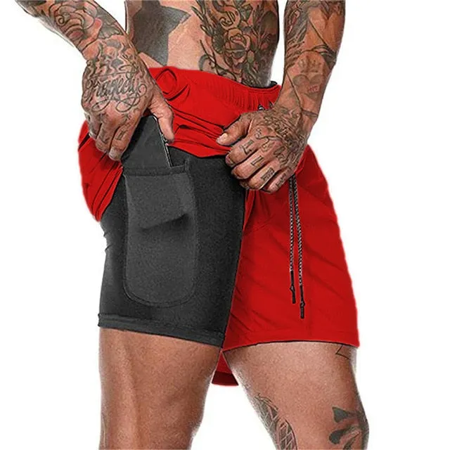 Summer Double-Deck Men's Fitness Bodybuilding Breathable Quick Drying Shorts