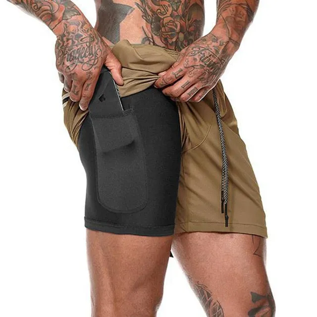 Summer Double-Deck Men's Fitness Bodybuilding Breathable Quick Drying Shorts