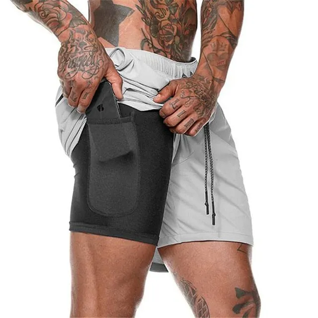 Summer Double-Deck Men's Fitness Bodybuilding Breathable Quick Drying Shorts