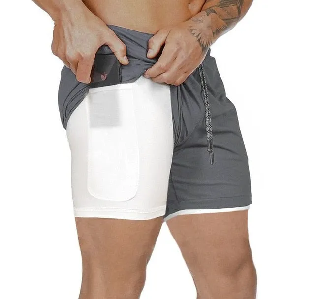 Summer Double-Deck Men's Fitness Bodybuilding Breathable Quick Drying Shorts